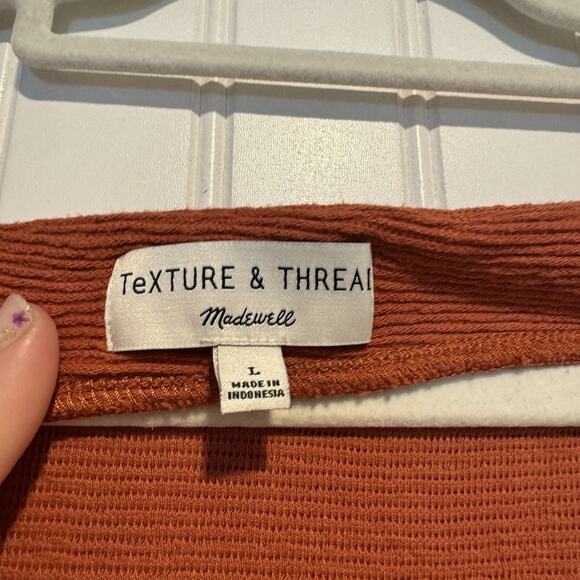 Madewell Texture Thread Square Neck Dress Terra Cotta Size Large - Picture 5 of 7